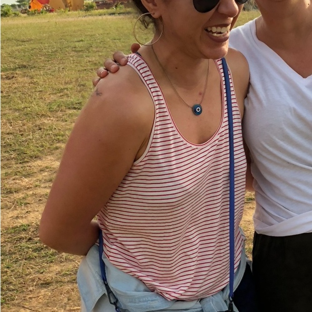 Zara red and white Striped Sleeveless Top